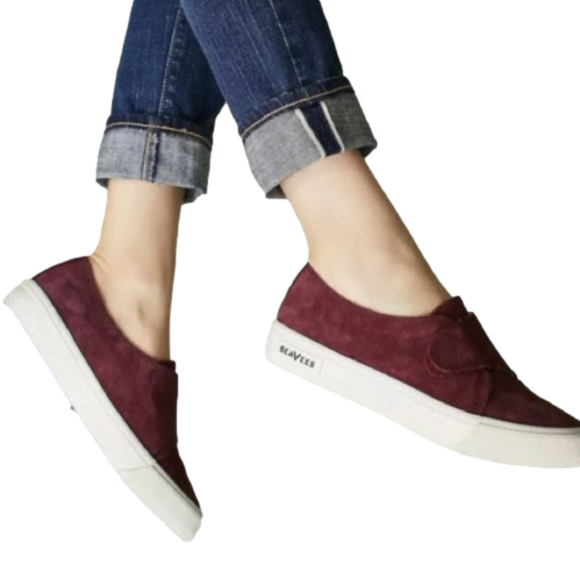 SeaVees Sneakers Women Size 8.5 Burgundy Suede Leather Casual Comfy Shoes - Picture 4 of 12